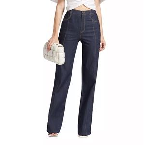Cinq a sept “Francine” designer stretch denim. Wide leg, high rise.